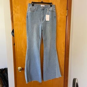 Raw hem flare jeans